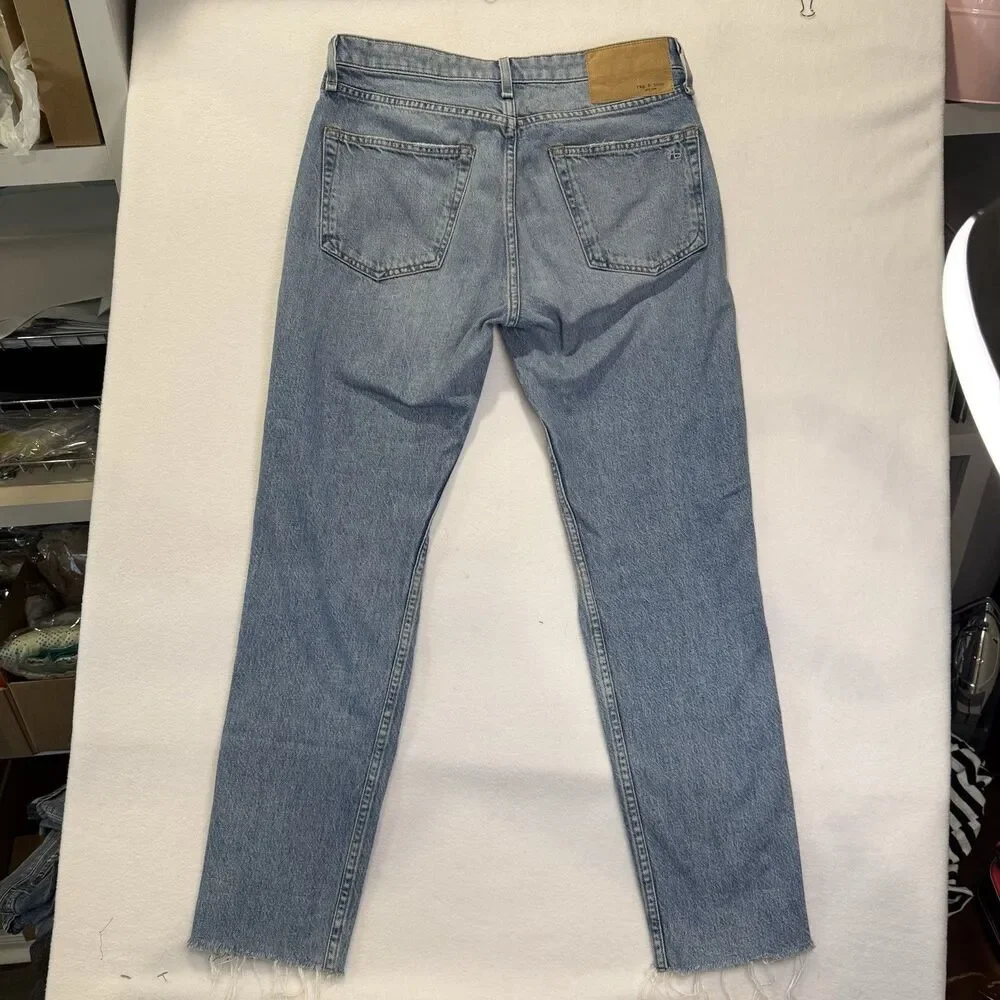 rag & bone Jeans Rosa Mid Rise Boyfriend Distressed Button Fly Raw Hem Sz 26